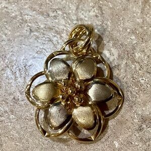 Gold and Silver Floral Pendant Necklace